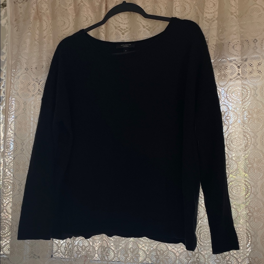 Ann Taylor Black Cashmere Scoop Neck Sweater